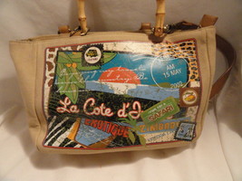 Relic Safari Canvas Purse Handbag Beige Tan Bamboo Handle Shoulder Strap Add-on - £7.91 GBP