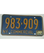 Vintage Blue Yellow New York Commercial April 1970 License Plate 983 909... - $281.73 MXN