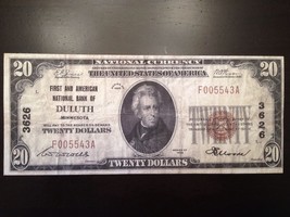 Reproduction $20 Bill 1st &amp; American Bank Of Duluth, Minnesota 1929 Jackson - £3.15 GBP