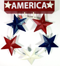 America Metal Star Wall Hanging Art 13.25&quot; x 12&quot; x 1.5&quot; Patriotic NWT - £13.00 GBP