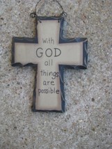 WD801 - With God All Things are Possible Mini Wood Cross  - £1.55 GBP