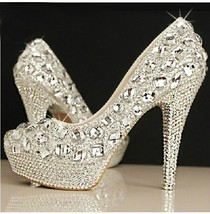 New 2016 Elegant Bridal Wedding Shoes Brilliant Rhinestones in Sparkling... - £235.76 GBP
