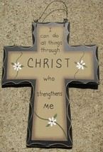  wd472 - I can do all things through Christ who Strengthens Me Wood Cross  - £3.15 GBP