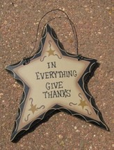  wd814 - In Everything Give Thanks Hanging Wood Star - £1.52 GBP