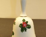 LEFTON HOLLY LEAVES BELL HAND PAINTED CHINA #7944 JAPAN CHRISTMAS DECORA... - $17.99