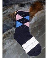Janie &amp; Jack Argyle Plaid Navy Pink Print Crew Dress Socks Size 2T/3 NEW - £7.84 GBP