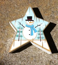 WD915  Snowman  Wood Standing Star  - £2.30 GBP