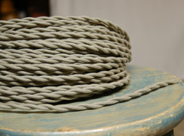 Clay Color Twisted Cloth Covered Wire, Vintage Style Lamp Cord, Flex Power Cable - £1.09 GBP