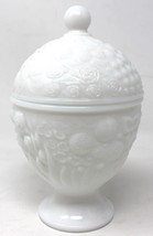 Vintage Avon Floral Flower Milk Glass Lidded JAR Candy Dish Wedding Prop - £11.03 GBP