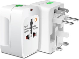 2 Pack Universal All in One Worldwide Travel Adapter Lightweight with Surge Prot - £22.90 GBP