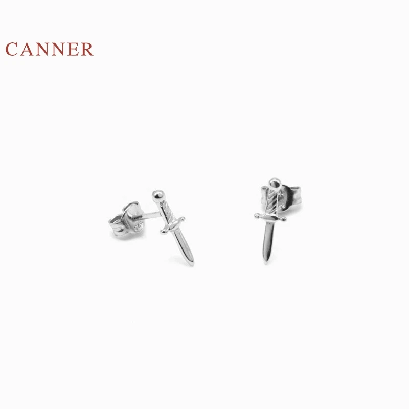 House Home CANNER Real 925 Sterling Silver Earrings For Women Small Dagger Stud  - £19.98 GBP