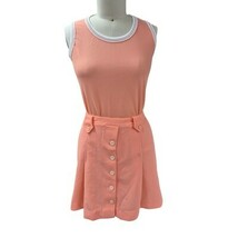 Sustainable VTG 70s Jantzen Knit Skirt &amp; Tank Set - Peach/Orange Sz L - $47.52