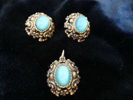 Sarah Coventory Aqua Moonstone Clip Earrings Pendant - £19.95 GBP