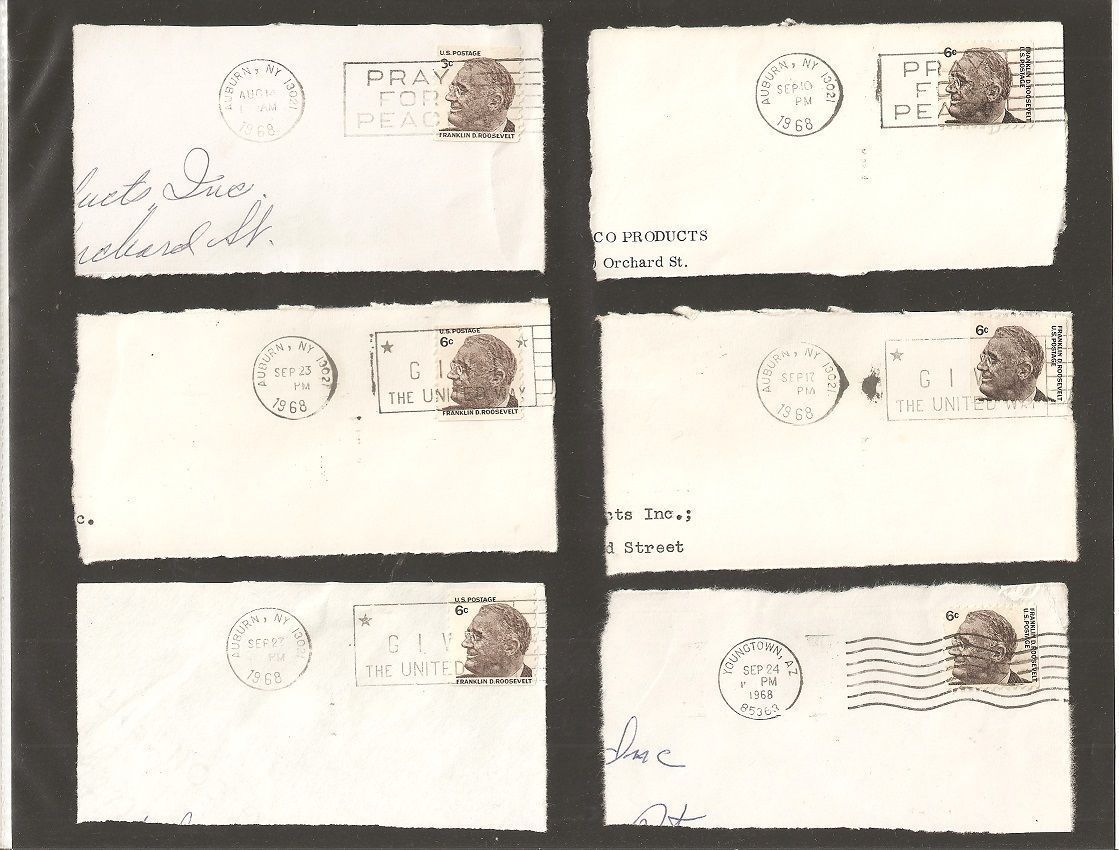 Set of Six Franklin D. Roosevelt 6 Cent Postage Stamps Post Marks - 1968 S571 - $14.00