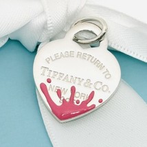 Return to Tiffany Pink Enamel Color Splash Heart Tag Pendant Charm - £199.03 GBP