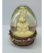 Carlton Cards Easter Bunny Rabbit Egg Shape Snowglobe In Basket - $24.37 CAD