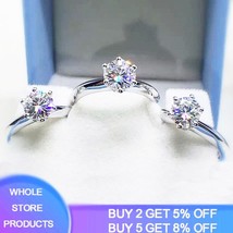 Tificate luxury solitaire 1 carat lab diamond wedding ring original pure 18k white gold thumb200