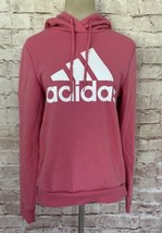 Adidas Womens M Pink Hoodie Cotton Blend Jogger Pull Over Sweatshirt Ath... - $25.60