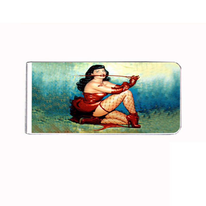 Metal Money Clip Cash Bills Credit Card Metal Holder Pin Up Girl D 3