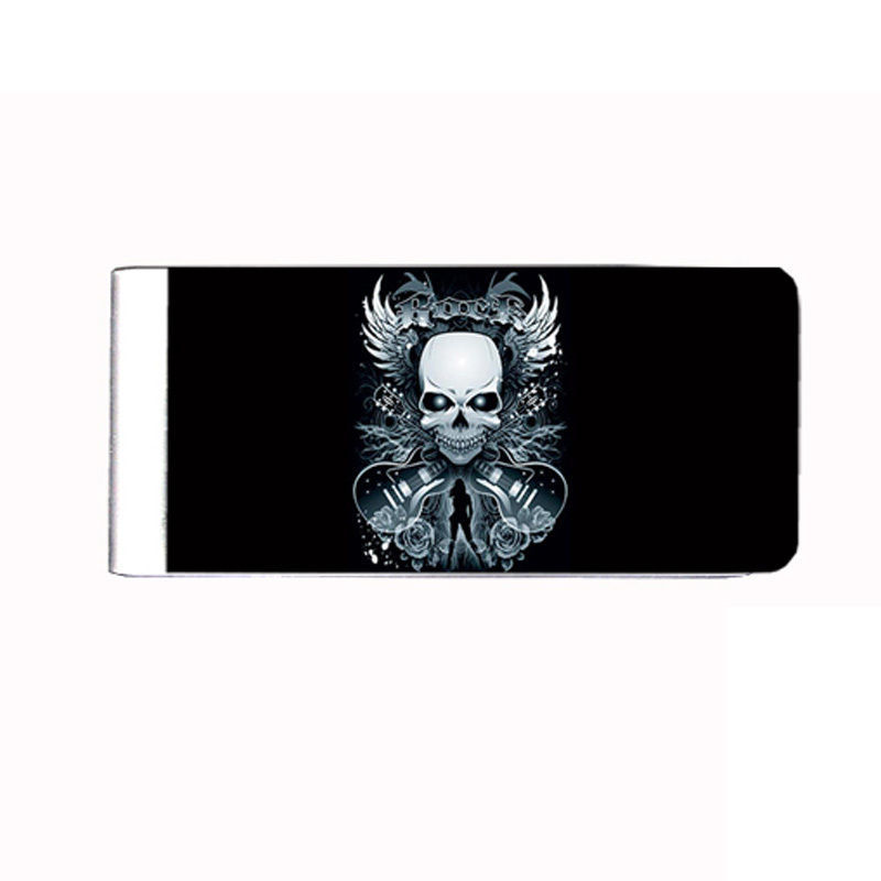 Metal Money Clip Cash Bills Credit Card Metal Holder Skull D 3