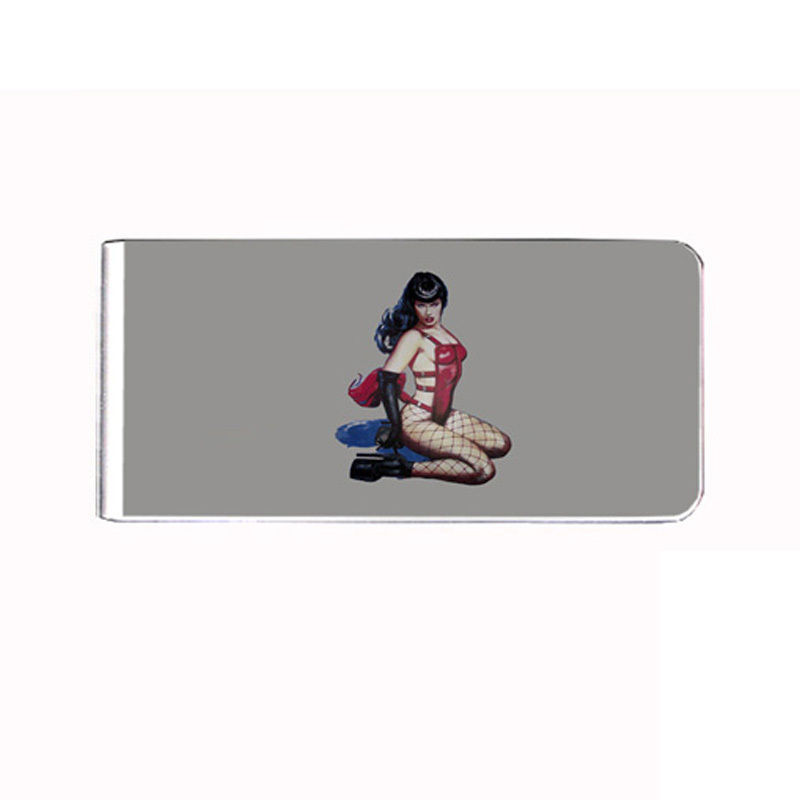 Pin Up Girl Metal Money Clip Cash Bills Credit Card Holder D 2