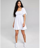 AND NOW THIS White Babydoll Dress Puffy Sleeve Lined Cotton Size Small C... - $41.40 CAD
