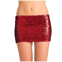 Red Sequin Mini Skirt Low Rise Metallic Dance Rave Costume BW1677 XL - £15.56 GBP