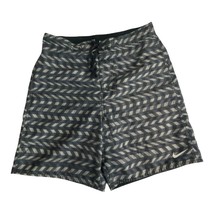 Nike Mens Swim Board Shorts Large Black Abstract Pockets Mesh Liner 9&quot; I... - £18.20 GBP