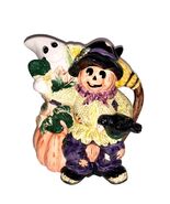 Vintage Scarecrow Ghost Pumpkin Halloween Ceramic Pitcher Vase Planter B... - $37.96