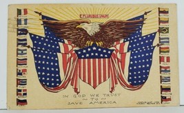 WW2 In God We Trust to Save America, E Pluribis Unum Eagle Flags Postcard N12 - £12.74 GBP