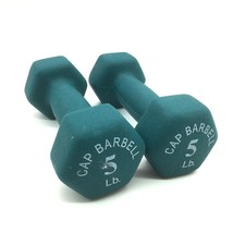 Set of 2 5lb Pound Barbell Dumbells CAP Hex Neoprene Weights 10lb total - £18.72 GBP