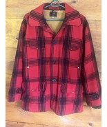 Vintage Johnson Woolen Mills Jacket Red Black Mackinaw Buffalo Plaid Men... - $2,668.35 MXN