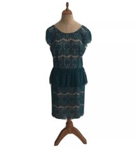 Anthropologie Maeve Elsa Peplum Eyelash Lace Teal Blue Women&#39;s Dress Medium U2 - £25.88 GBP