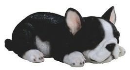 French Bulldog 18154 Sleepy Laying Puppy Dog Figurine 7.5&quot; L Resin Black White - £20.63 GBP