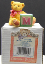 Vintage Cherished Teddies Bear with ABC “M” Block 158488M 1995 NIB Enesco - $11.87