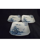 3 Early Century Japanese Flow Blue Saucer Bowls - $29.69