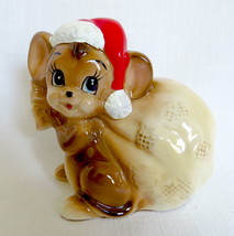 Norcrest Japan Christmas Ceramic Santa Mouse Bank with Hat &amp; Gift Bag Exc HTF - £59.27 GBP