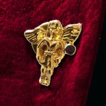 Guardian Angel Tie Tack Lapel Pin Rhinestone Brooch Gold Tone Religious Vintage  - £7.65 GBP