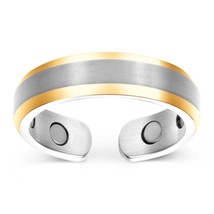 Elegant Titanium Magnetic Therapy Ring Pain Relief for Arthritis, 7 Silver Gold - £47.19 GBP