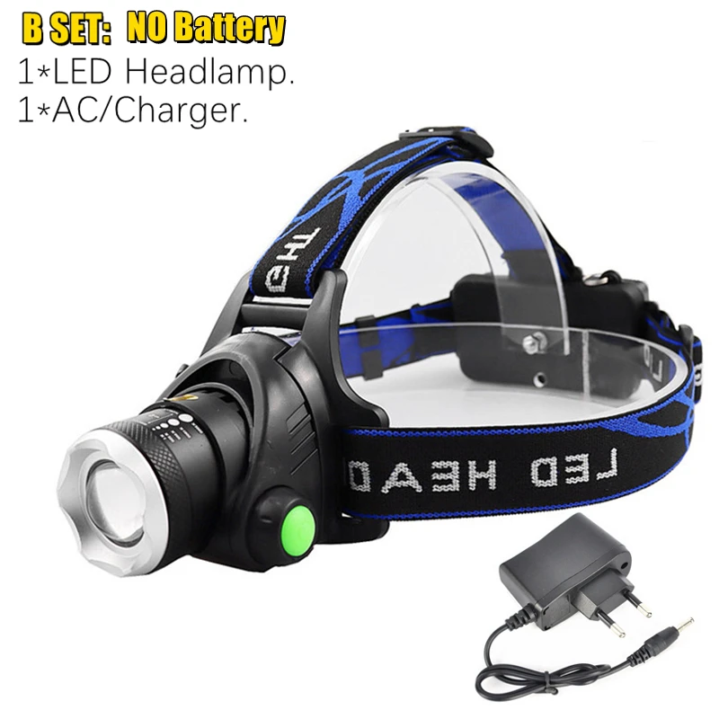 Portable zooming xml-t6 L2 V6 Led Head lamp ZOOM Fishing headlight Camping Headl - £92.72 GBP