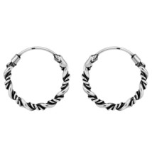 Unique Twist and Braid Balinese Sterling Silver 16mm Hoop Earrings - £8.12 GBP