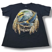 DOM T-Shirt Size Large L American Bald Eagle Dream Catcher Graphic Print T-Shirt - $34.02