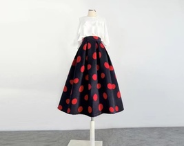 Winter Polka Dot Midi Pleated Skirt Women Custom Plus Size Pleated Party Skirt image 2