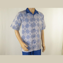 Men MONTIQUE 2pc Walking Leisure Suit Matching Set Short Sleeves 2216 Royal blue image 3