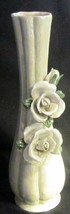 Beautiful Lusterware Porcelain Bud Vase Applied Sculpted Roses - $4.00