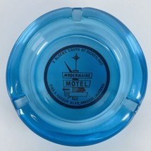 Modernaire Motel Anaheim California Vintage Ashtray Blue Glass Near Disneyland - £33.29 GBP