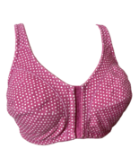 Front Closure Comfort Choice Wireless Bra Sz 48B Pink White Polka Dots F... - $16.88