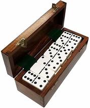 Marion Domino Double Six White in Dovetail Jointed Sheesham Wood Box - Jumbo Tou - £35.43 GBP