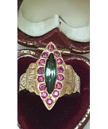 Antique 14k  Rose Gold Ring: Genuine Rubies  &amp; Genuine Green Tourmaline,... - $59,974.46 MXN