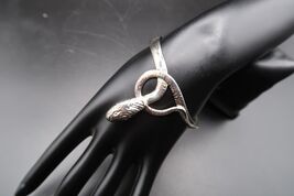 Vtg Silver Tone Cuff Bracelet Serpent Snake Pressed Scale Pattern Unique - $19.99
